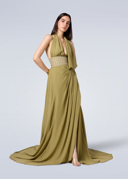 slim fit dress slacks Glamour White Gradient Sequin Square Neck Wedding Dress Nude Beige main image 1