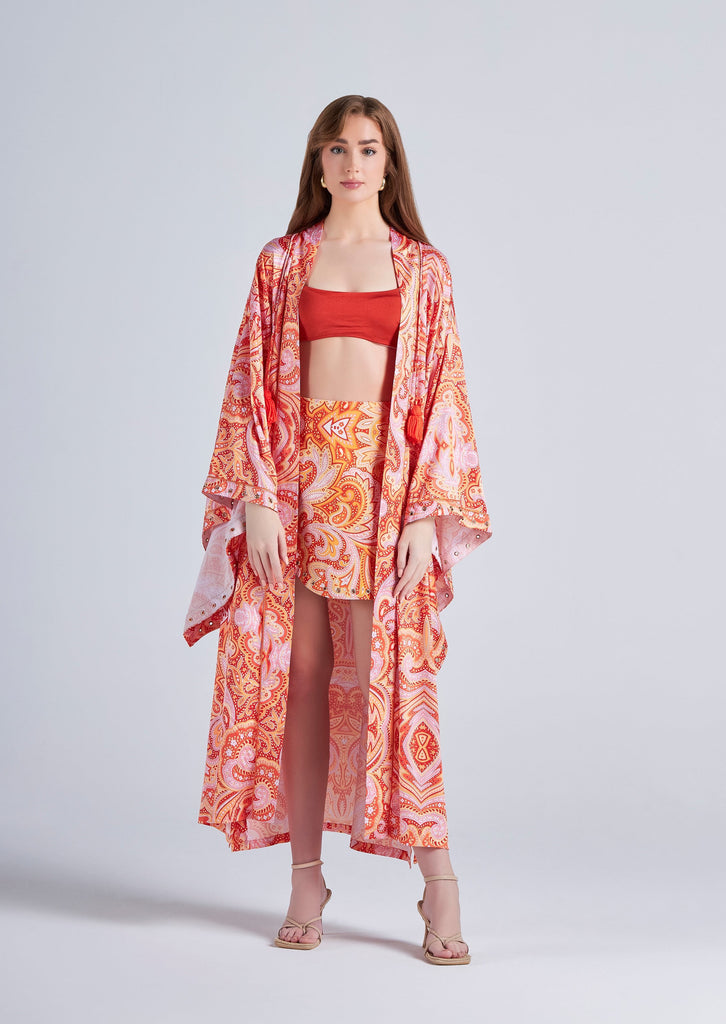 Orange shop kimono robe