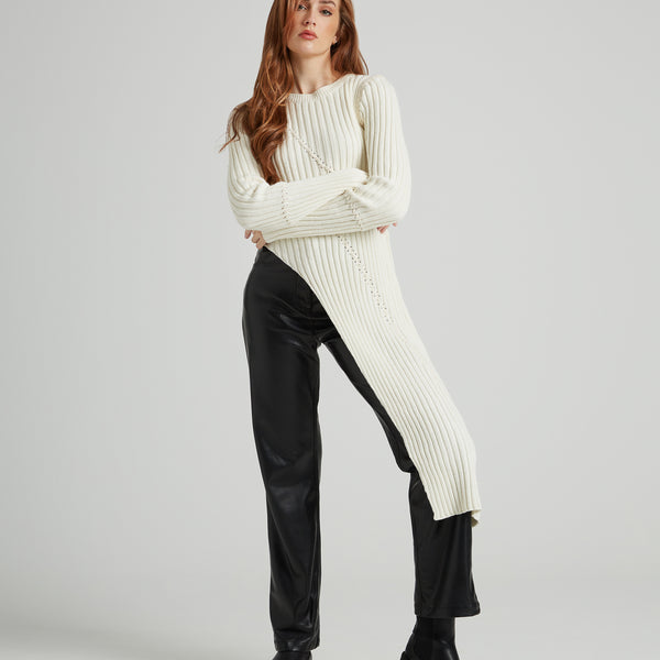 Raven rib knit long split hotsell jumper
